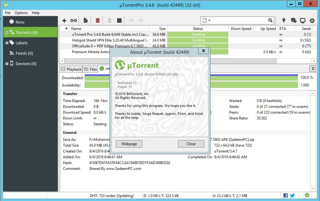 download the new version uTorrent Pro 3.6.0.46884